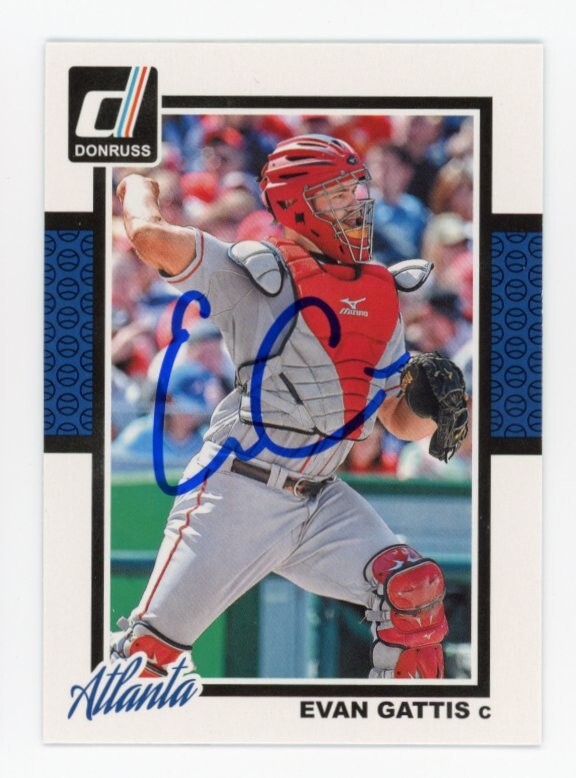 SIGNED BASEBALL CARD AUTO DONRUSS 2014 EVAN GATTIS ATLANTA BRAVES #105