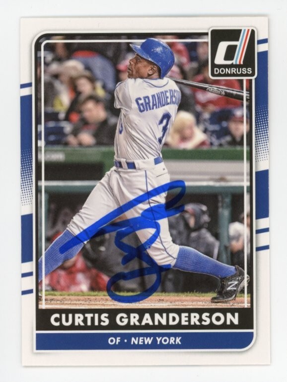 SIGNED BASEBALL CARD AUTO DONRUSS 2016 CURTIS GRANDERSON NEW YORK METS #116