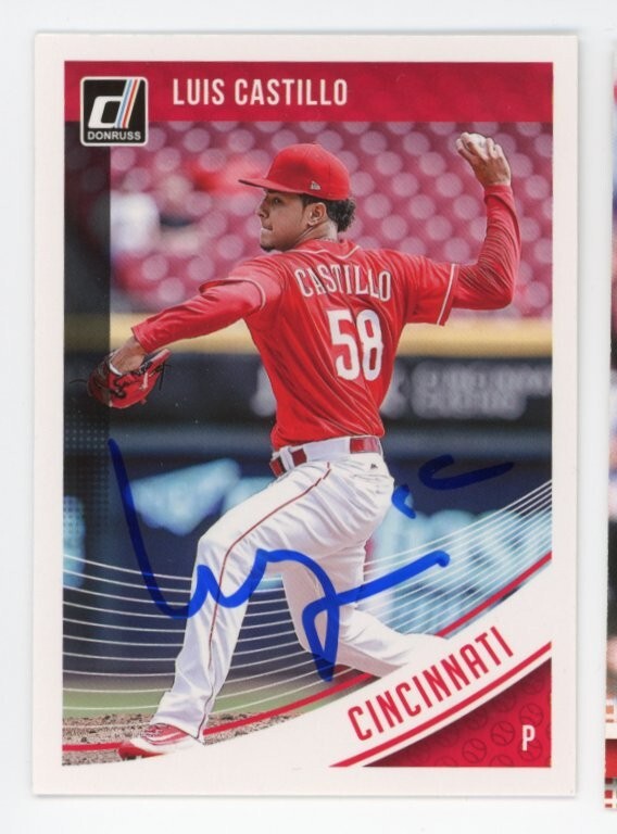 SIGNED BASEBALL CARD AUTO DONRUSS 2018 LUIS CASTILLO CINCINNATI REDS #88