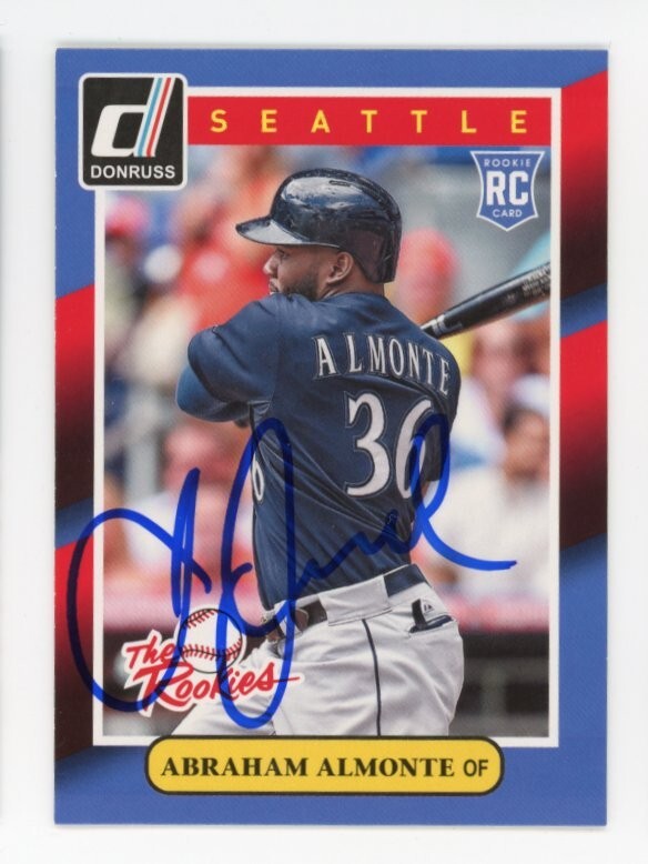 SIGNED BASEBALL CARD AUTO DONRUSS 2014 ABRAHAM ALMONTE SEATTLE MARINERS #21