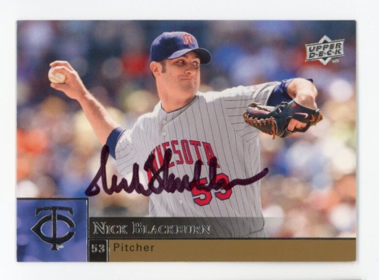SIGNED BASEBALL CARD AUTO UPPER DECK UD 2009 NICK BLACKBURN MINNESOTA TWINS #741