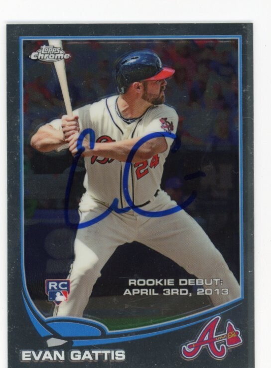 SIGNED BASEBALL CARD AUTO 2013 TOPPS CHROME EVAN GATTIS ATLANTA BRAVES #MB-52 RC