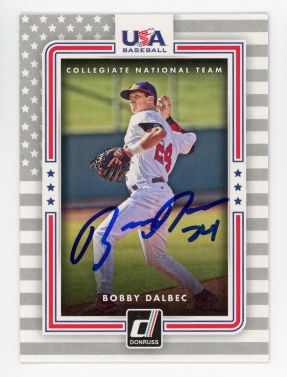 SIGNED BASEBALL CARD AUTO BOWMAN PANINI 2016 #4 BOBBY DALBEC RC TEAM USA