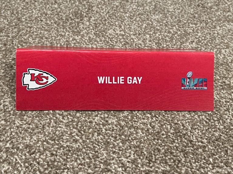 KANSAS CITY CHIEFS TEAM ISSUED SUPER BOWL LVII PAPER NAMEPLATE WILLIE GAY