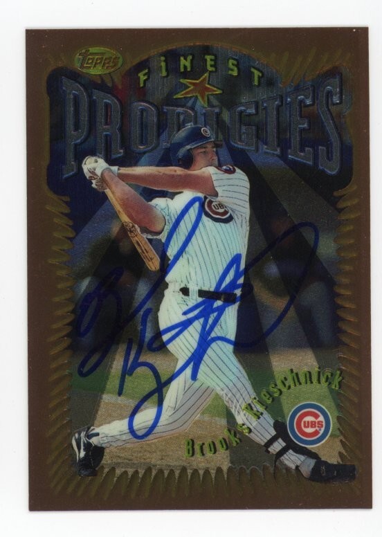 SIGNED BASEBALL CARD AUTO 1996 TOPPS FINEST BROOKS KIESCHNICK CHICAGO CUBS #316
