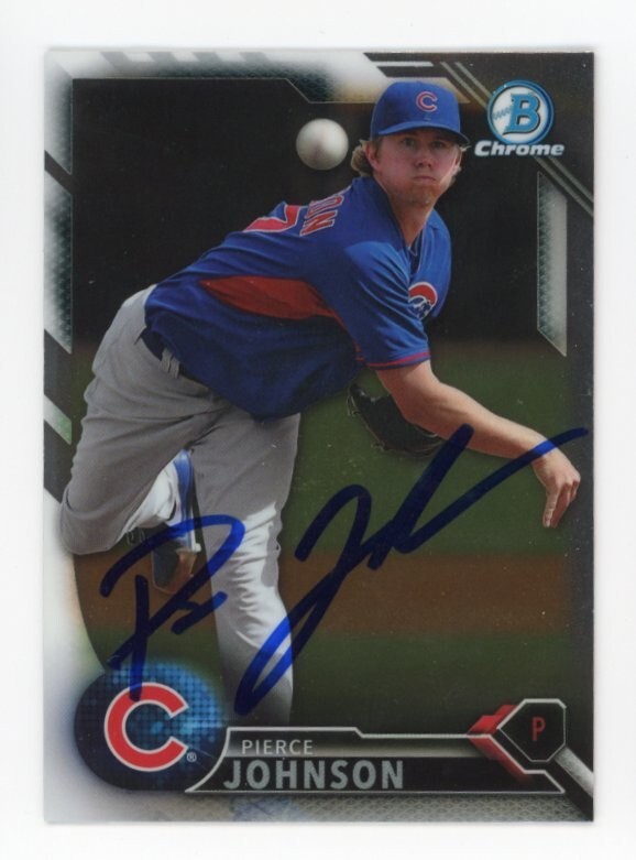 SIGNED BASEBALL CARD AUTO BOWMAN CHROME 2016 PIERCE JOHNSON #116 CHICAGO CUBS