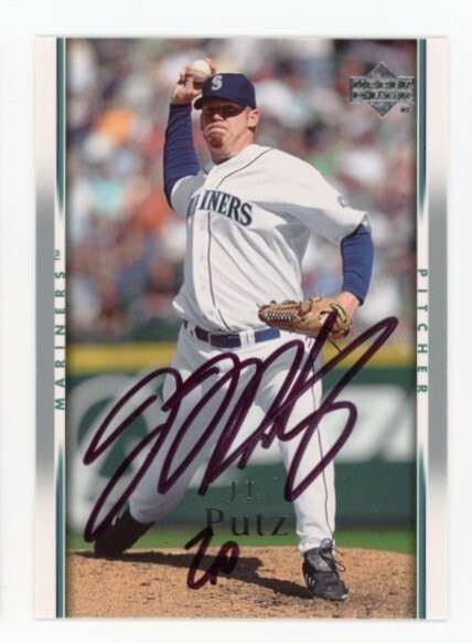 SIGNED BASEBALL CARD AUTO UPPER DECK UD 2007 JJ PUTZ SEATTLE MARINERS #203