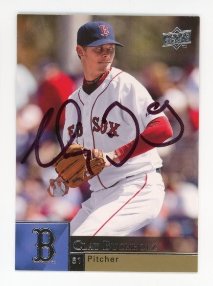 SIGNED BASEBALL CARD AUTO UPPER DECK UD 2009 BOSTON RED SOX CLAY BUCHHOLZ #48