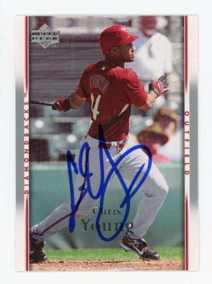 SIGNED BASEBALL CARD AUTO UPPER DECK UD 2007 CHRIS YOUNG ARIZONA DBACKS #529