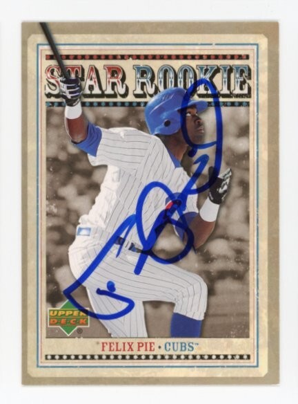 SIGNED BASEBALL CARD AUTO UPPER DECK UD 2007 FELIX PIE CHICAGO CUBS #SR32
