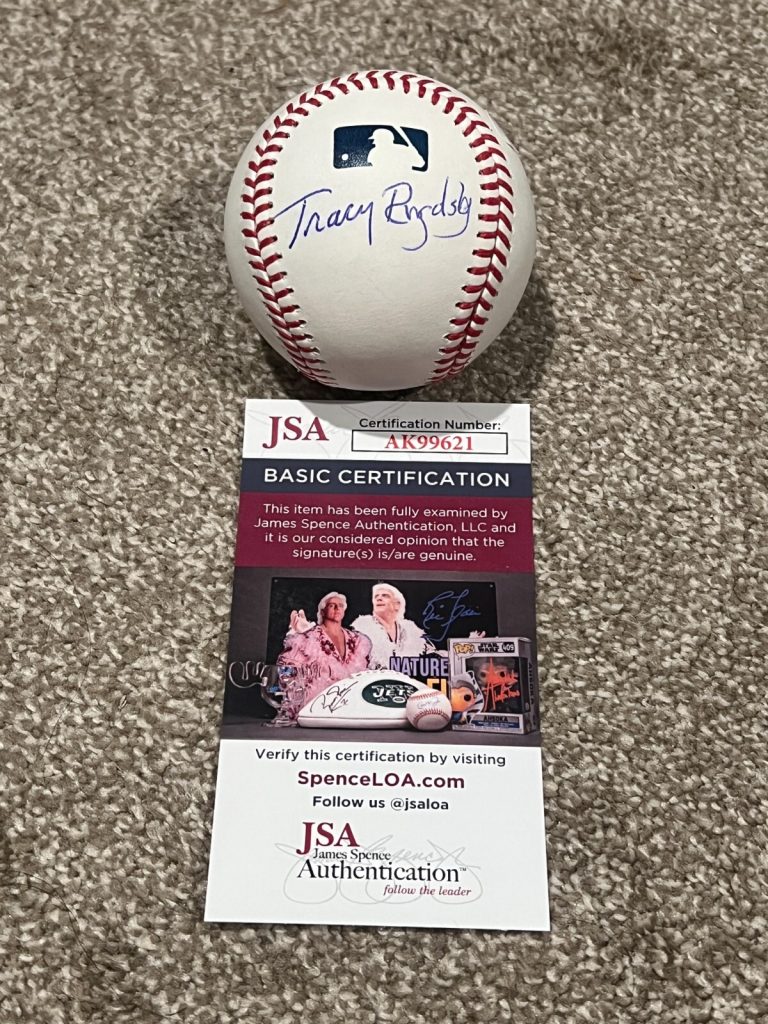 TRACY RINGOLSBY SIGNED BASEBALL AUTO JG SPINK AWARD WINNER WRITER HOF JSA COA