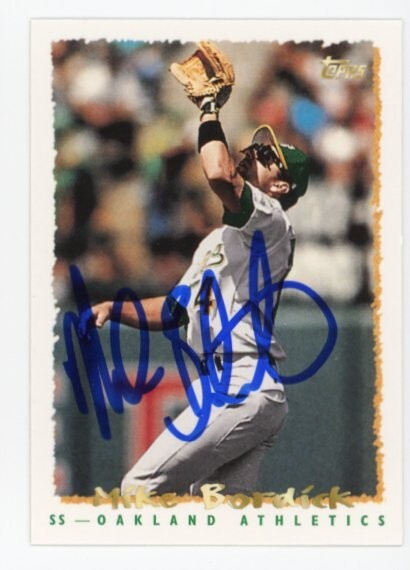 SIGNED BASEBALL CARD AUTO TOPPS ARCHIVES 2016 MIKE BORDICK OAKLAND A's #A65-MB