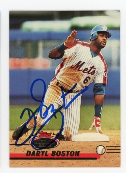 SIGNED BASEBALL CARD AUTO TOPPS STADIUM CLUB 1993 DARYL BOSTON METS TSC #3