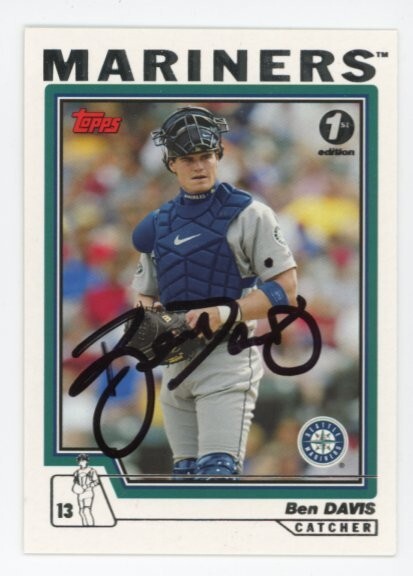 SIGNED BASEBALL CARD AUTO TOPPS 2004 BEN DAVIS SEATTLE MARINERS 1st EDITION #5