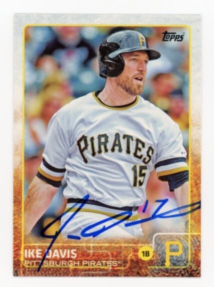 SIGNED BASEBALL CARD AUTO TOPPS 2015 IKE DAVIS PITTSBURGH PIRATES #303