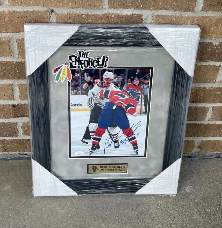 Bob Probert Signed Chicago Blackhawks Fight 8x10 Photo JSA COA