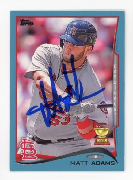 SIGNED BASEBALL CARD AUTO TOPPS 2014 MATT ADAMS VARIATION ST LOUIS CARDINALS 157