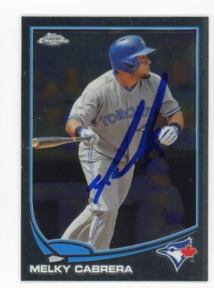 SIGNED BASEBALL CARD AUTO TOPPS CHROME 2013 MELKY CABRERA TORONTO BLUE JAYS #15