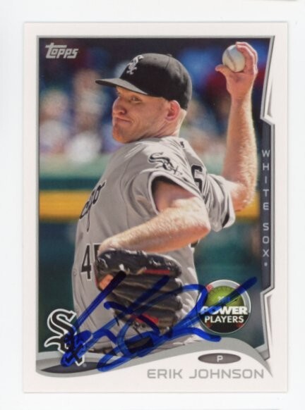 SIGNED BASEBALL CARD AUTO TOPPS 2014 INSERT #PP-74 ERIK JOHNSON WHITE SOX