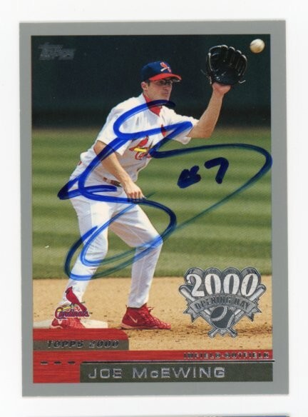 SIGNED BASEBALL CARD AUTO TOPPS 2000 OPENING DAY JOE MCEWING ST LOUIS CARDINALS