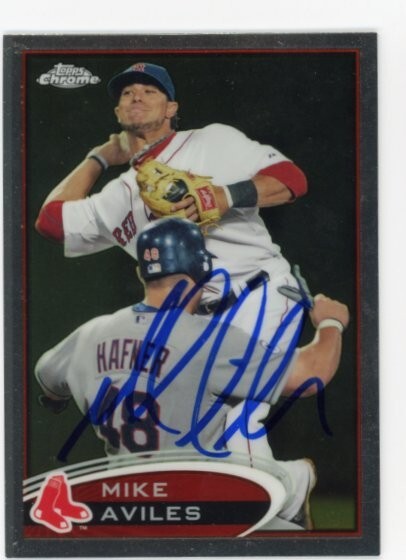 SIGNED BASEBALL CARD AUTO TOPPS CHROME 2012 MIKE AVILES BOSTON RED SOX #207