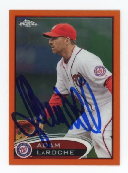 SIGNED BASEBALL CARD AUTO TOPPS CHROME 2012 ADAM LAROCHE 211 REFRACTOR NATIONALS