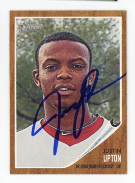 SIGNED BASEBALL CARD AUTO TOPPS HERITAGE 2011 JUSTIN UPTON ARIZONA DIAMONDBACKS