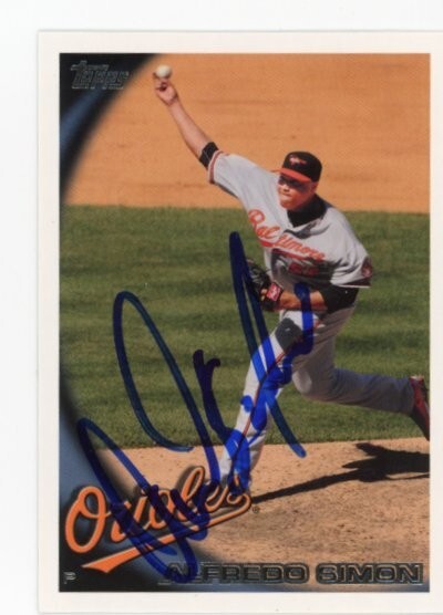 SIGNED BASEBALL CARD AUTO TOPPS 2010 ALFREDO SIMON BALTIMORE ORIOLES #US61