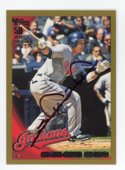 SIGNED BASEBALL CARD AUTO TOPPS 2010 SHIN SOO CHOO SOUTH KOREA INDIANS #420 GOLD