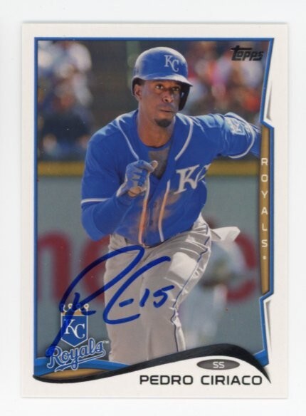 SIGNED BASEBALL CARD AUTO TOPPS 2014 PEDRO CIRIACO KANSAS CITY ROYALS #US45