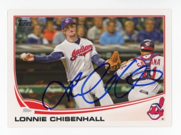 SIGNED BASEBALL CARD AUTO TOPPS 2013 LONNIE CHISENHALL CLEVELAND INDIANS #341