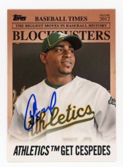 SIGNED BASEBALL CARD AUTO TOPPS 2012 YOENIS CESPEDES OAKLAND A's #BB-13