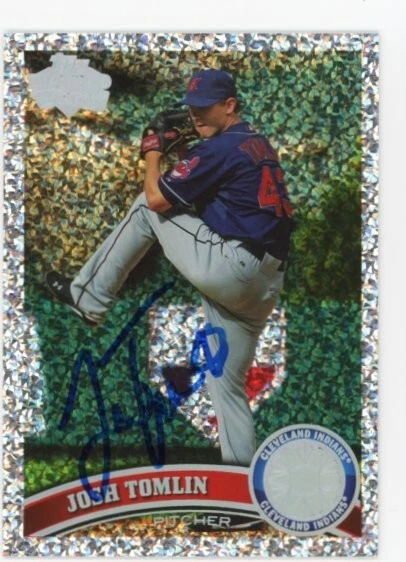 SIGNED BASEBALL CARD AUTO TOPPS 2011 DIAMOND JOSH TOMLIN CLEVELAND INDIANS #160