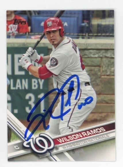 SIGNED BASEBALL CARD AUTO TOPPS 2017 WILSON RAMOS WASHINGTON NATIONALS #191