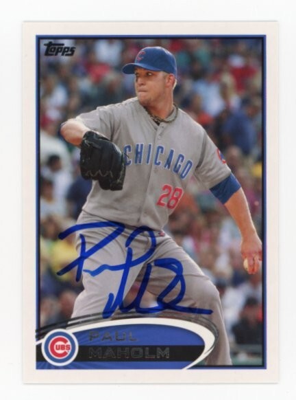 SIGNED BASEBALL CARD AUTO TOPPS 2012 PAUL MAHOLM CHICAGO CUBS #525