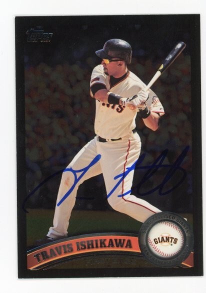 SIGNED BASEBALL CARD AUTO TOPPS 2011 TRAVIS ISHIKAWA SF GIANTS #599 INSERT