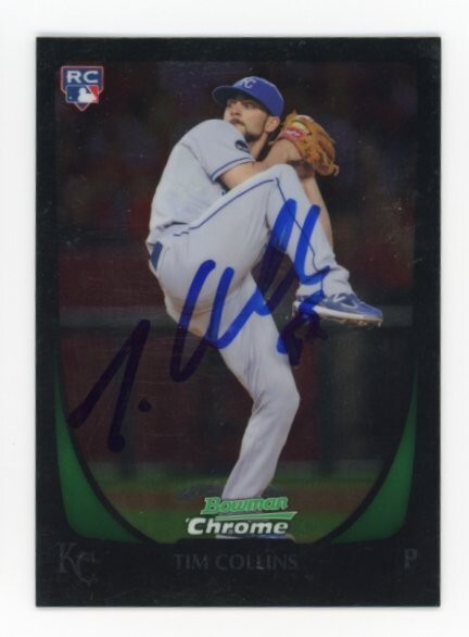 SIGNED BASEBALL CARD AUTO BOWMAN CHROME 2011 TIM COLLINS KANSAS CITY ROYALS #22