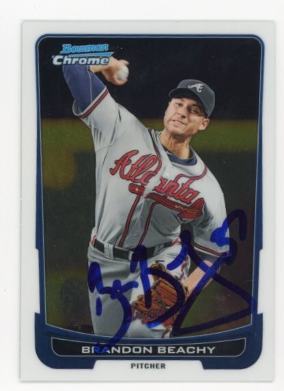 SIGNED BASEBALL CARD AUTO BOWMAN CHROME 2012 BRANDON BEACHY ATLANTA BRAVES #38