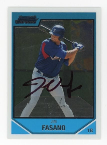 SIGNED BASEBALL CARD AUTO BOWMAN CHROME 2007 JIM FASANO TEXAS RANGERS #146