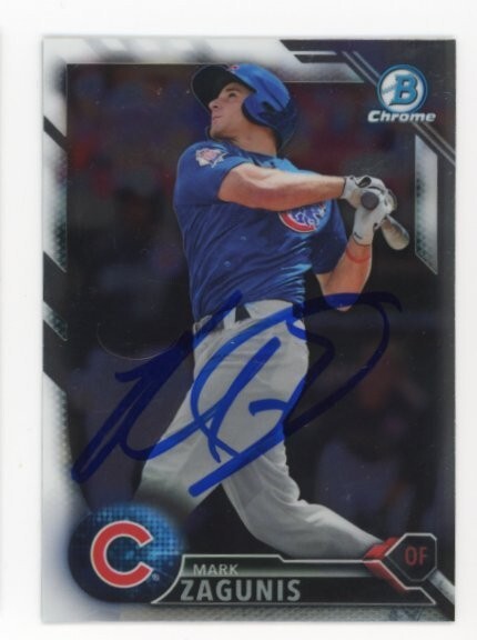 SIGNED BASEBALL CARD AUTO BOWMAN CHROME 2016 MARK ZAGUNIS #36 CHICAGO CUBS