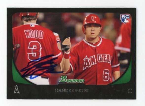 SIGNED BASEBALL CARD AUTO BOWMAN 2011 HANK CONGER LOS ANGELES ANGELS #219