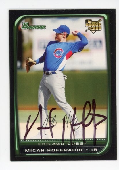 SIGNED BASEBALL CARD AUTO BOWMAN 2008 MICAH HOFFPAUIR CHICAGO CUBS #21 RC