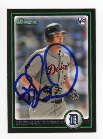 SIGNED BASEBALL CARD AUTO BOWMAN 2010 BRENNAN BOESCH DETROIT TIGERS #7 RC ROOKIE