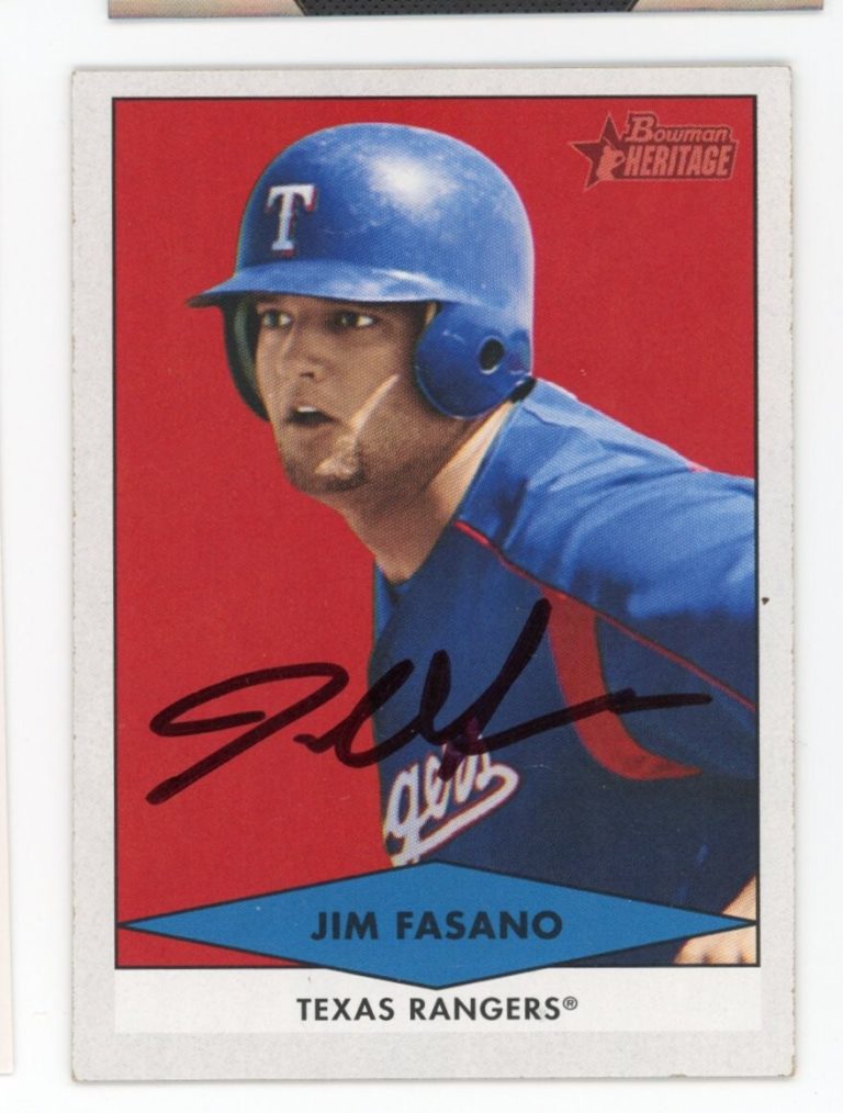 SIGNED BASEBALL CARD AUTO BOWMAN HERITAGE 2007 JIM FASANO TEXAS RANGERS