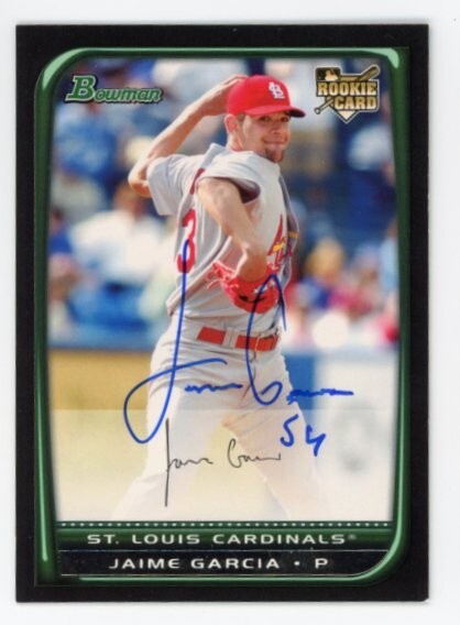SIGNED BASEBALL CARD AUTO BOWMAN 2008 JAIME GARCIA ST LOUIS CARDINALS #17 RC