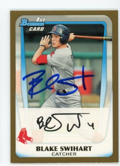 SIGNED BASEBALL CARD AUTO VARIATION BOWMAN 2008 BLAKE SWIHART BOSTON RED SOX #51