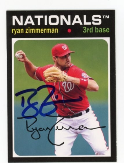 SIGNED BASEBALL CARD AUTO 2012 TOPPS ARCHIVES RYAN ZIMMERMAN #69 NATIONALS