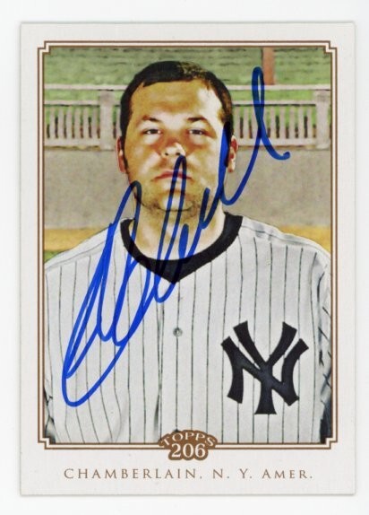SIGNED BASEBALL CARD AUTO 2010 TOPPS 206 JOBA CHAMBERLAIN NEW YORK YANKEES #164
