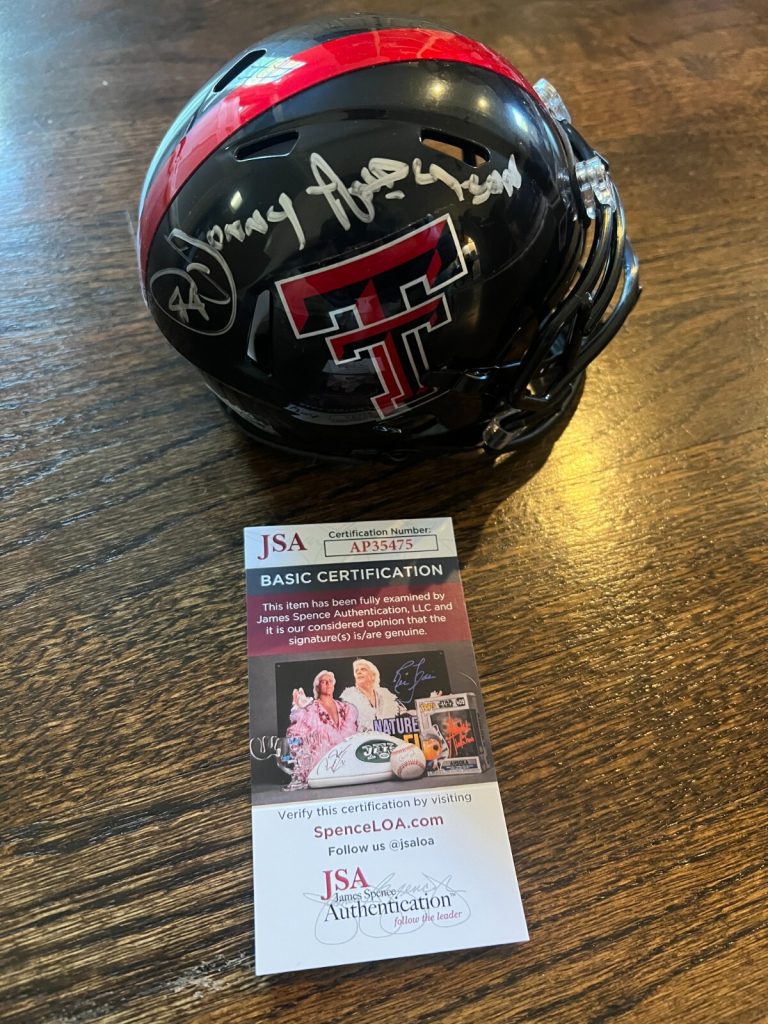 DONNY ANDERSON SIGNED FOOTBALL MINI HELMET AUTO TEXAS TECH CF HOF JSA COA
