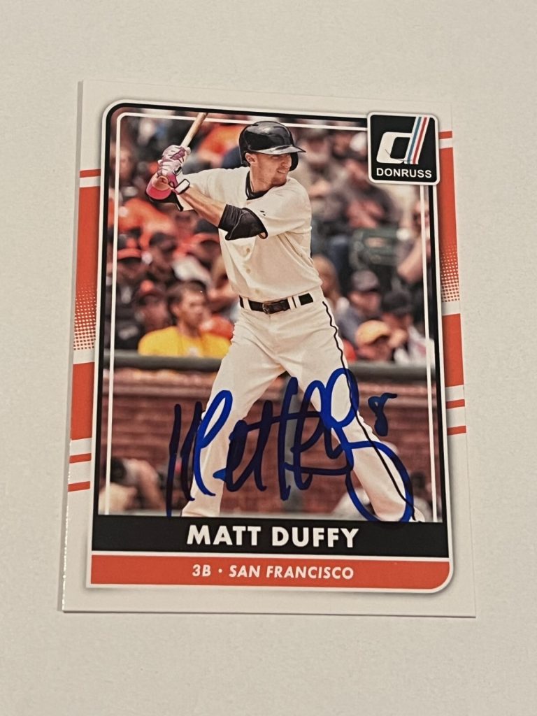 SIGNED BASEBALL CARD AUTO DONRUSS 2016 MATT DUFFY SAN FRANCISCO GIANTS #145